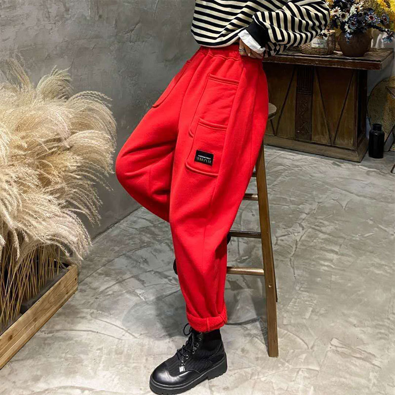 Women's Pants Capris Autumn Winter Arts Style Women Elastic Waist Thicken Warm Harem Pants All-matched Casual Ankle-length Loose Pants V505 23032