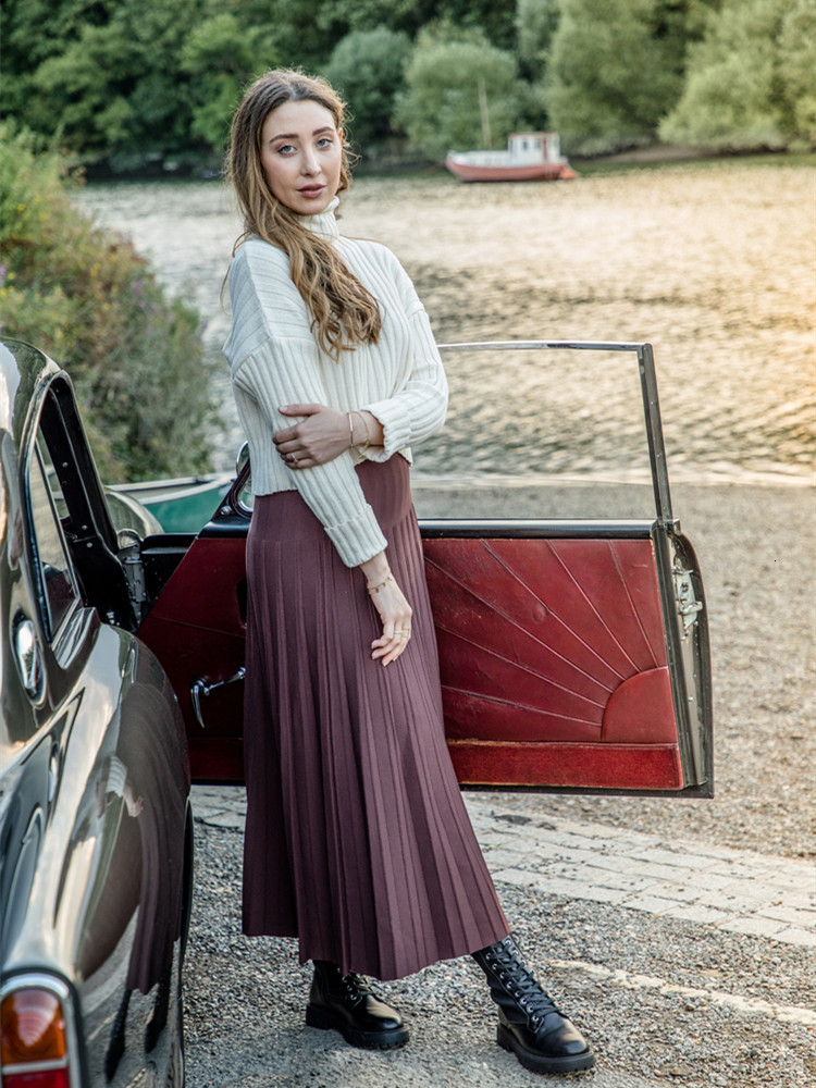 Skirts 2023 Women Maxi Female Knitted Long Dress Solid Color Knitting Skirt XS3XL Plus Size Woman Autumn Winter 230321