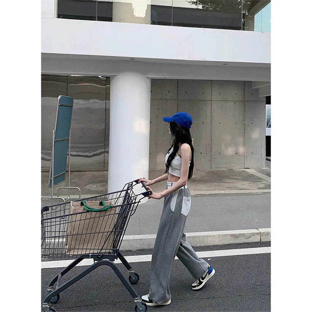 Women's Capris Y2k Fashion Casual Loose Summer Thin Sports Pants Women Elastic High Waisted Vintage Trousers Female Wide Leg Sweatpants 230321 Z2