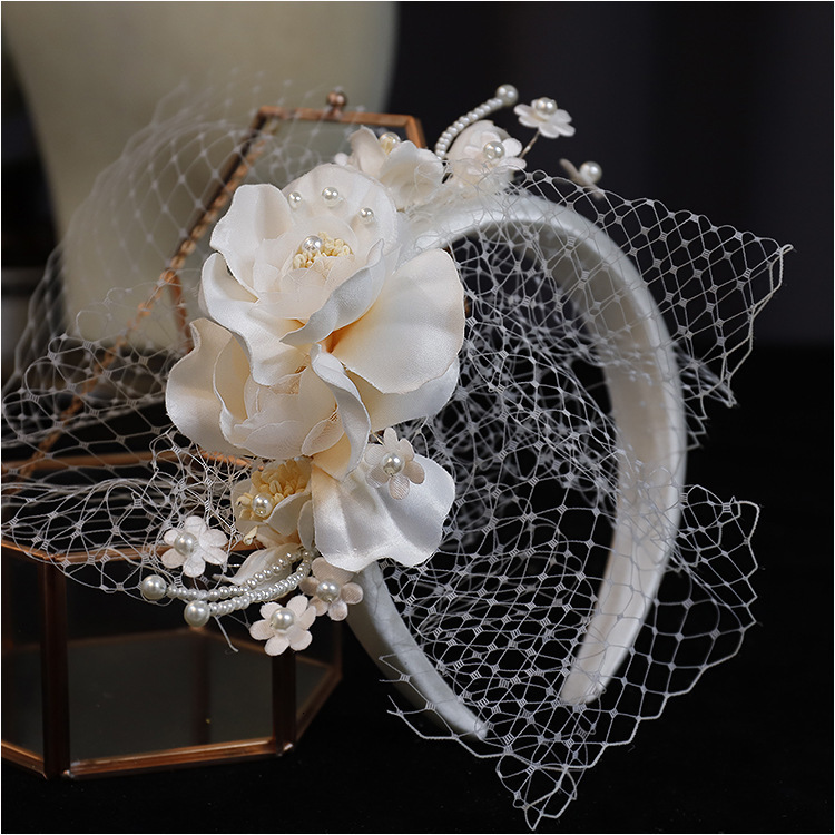 Wedding Hair Jewelry Pearl Bridal Banquet Hair Wear Bow Hairband Satin Korean Wedding Hair Accessories tiara 230320