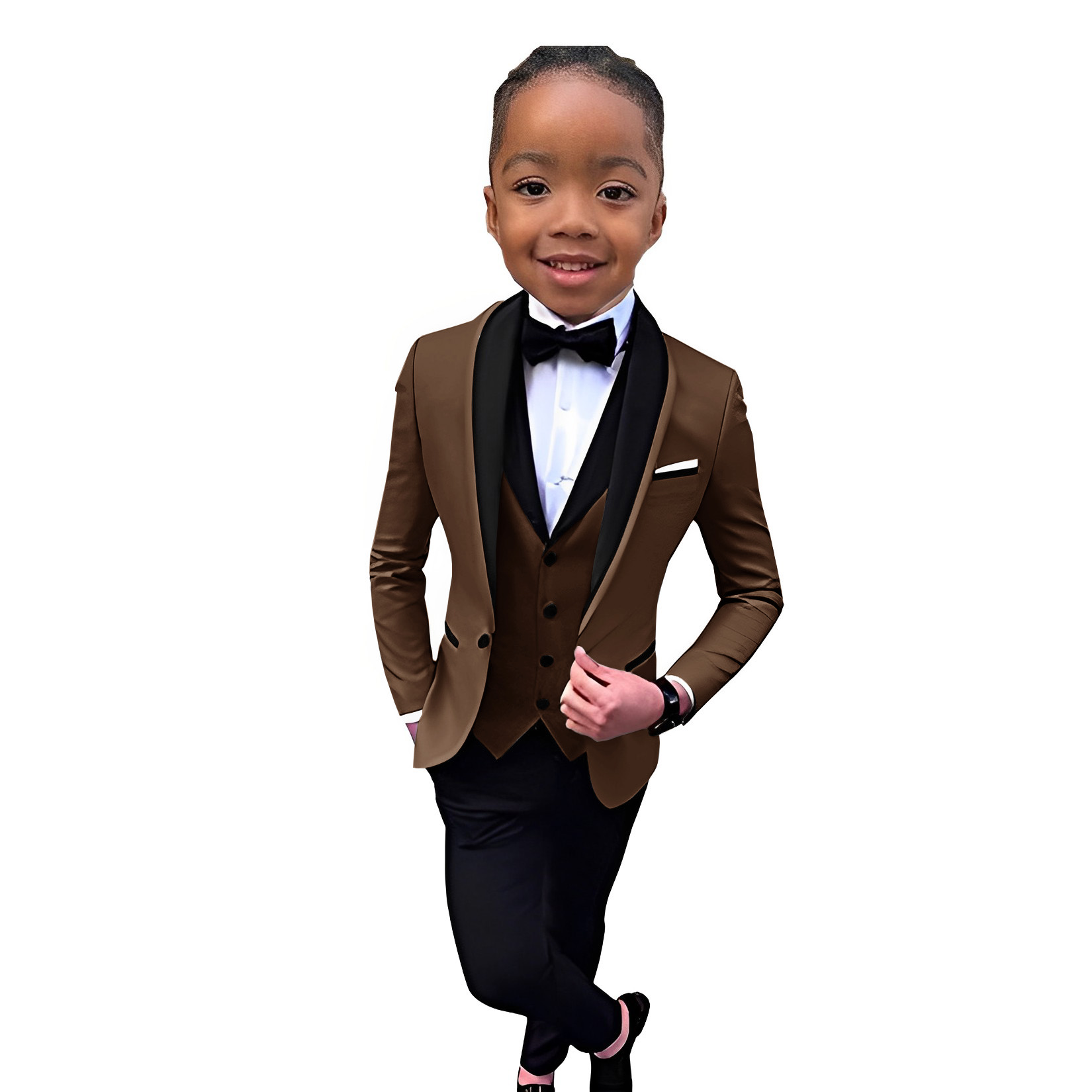 Boy Suits Formal Wear Tuxedos Little Boys Groomsmen Kids For Wedding Dinner Party Shawl Lapel Jacket Pants Vest 0510