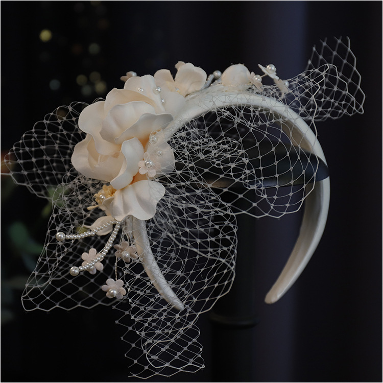 Wedding Hair Jewelry Pearl Bridal Banquet Hair Wear Bow Hairband Satin Korean Wedding Hair Accessories tiara 230320
