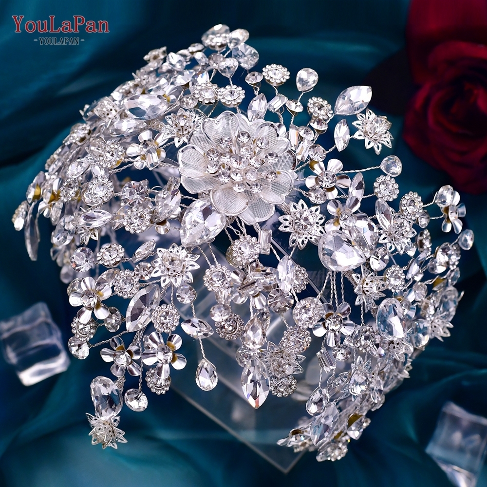 Wedding Hair Jewelry YouLaPan HP456 Fashion Bridal Hair Accessories Alloy Flower Wedding Crown Forehead Jewelry for Wedding Pageant Brides Headband 23