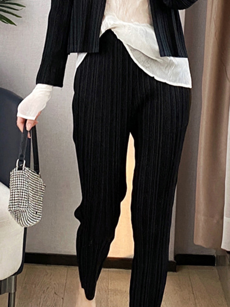 Women's Pants Capris LANMREM Pleated Harem Pants For Women Pockets High Elastic Waist Solid Color Trousers Spring Female Fashion 2N513 230321