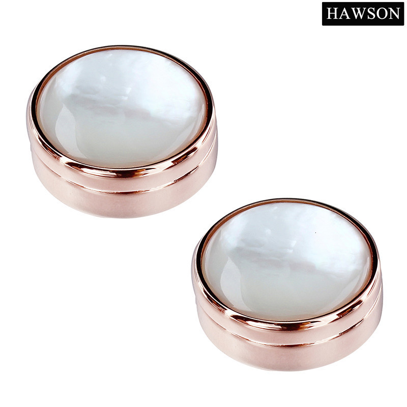 Cuff Links HAWSON Rose Gold Color Button Cover Mother Pearl for Mens Clothing Accessory 230320