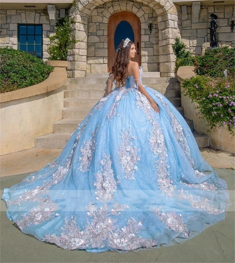Cinderella Quinceanera Dresses Off Shoulder Ball Gown Sweet 16 Dress Beading Appliques Birthday Party Gowns S