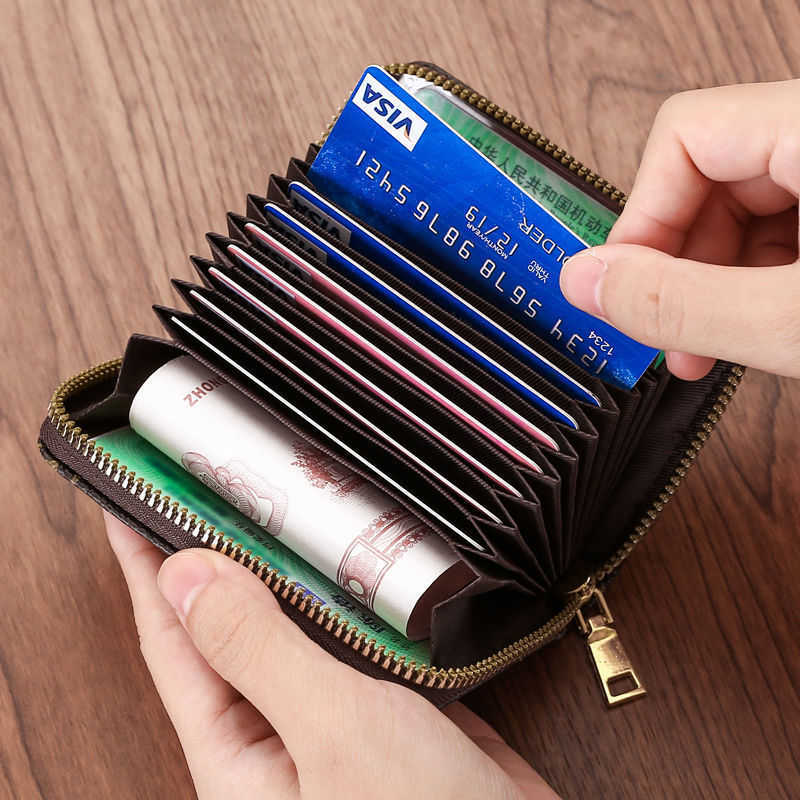 Wallets New Casual Wallet Multi-Slot Card Holder Zipper Coin Purse Small Clutch PU Money Bag Purse Cardholder Wallets for Men and Women G230308