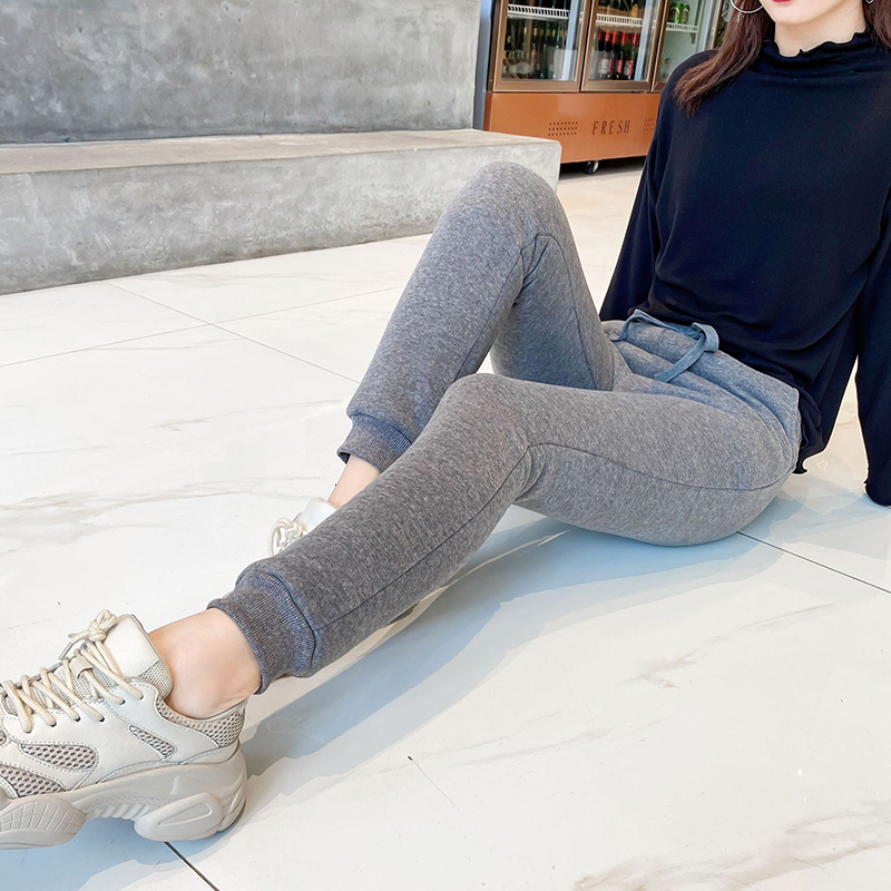 Women's Capris Lucyever Winter Thicken Plush Sport Women Drawstring Elastic Waist Harem Pants Woman 9 Color Casual Sweatpants Ladies 230321 Z2603
