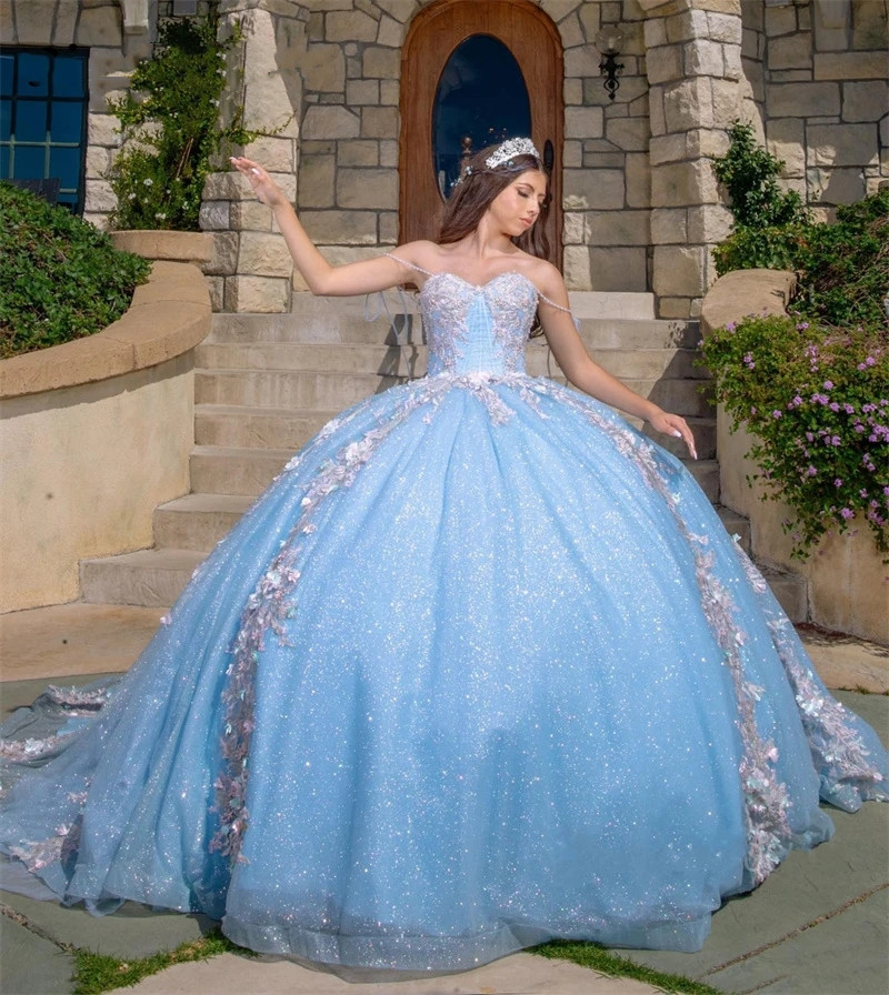 Sky Blue Cinderella Quinceanera Dresses 2023 Off Shoulder Ball Gown Sweet 16 Dress Beading Appliques Birthday Party Gowns, White
Sky Blue Cinderella Quinceanera Dresses 2023 Off Shoulder Ball Gown Sweet 16 Dress Beading Appliques Birthday Party Gowns, White