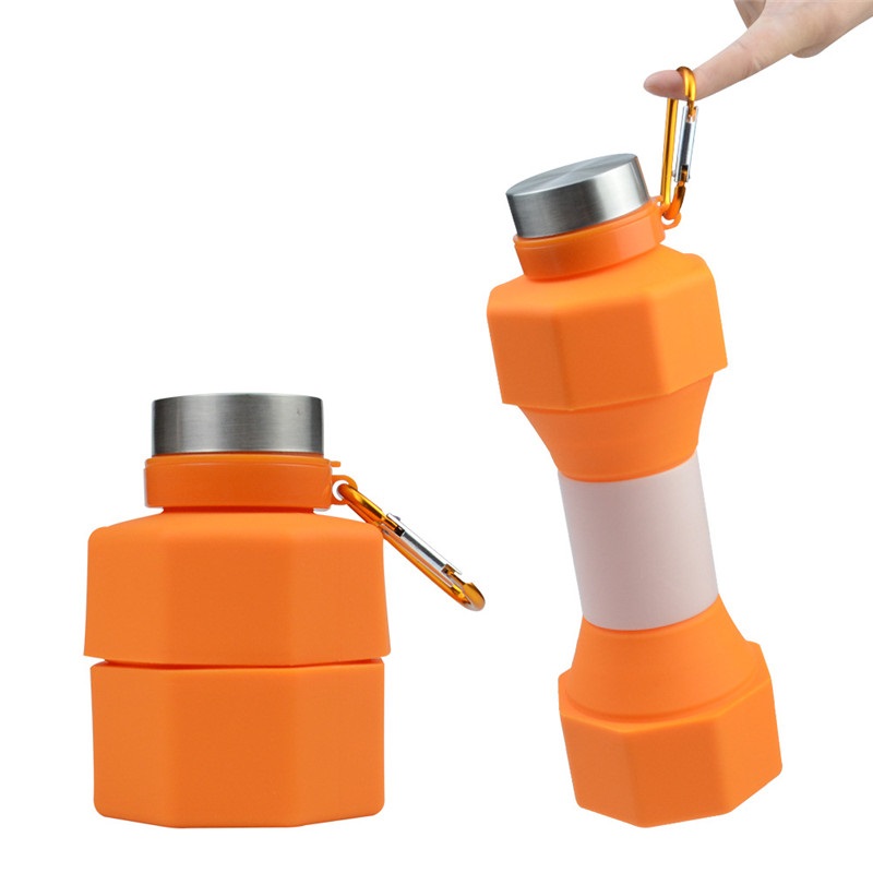 650ml Portable Outdoor Running Fitness Dumbbell Sports Bottle Creative Silicone Folding Water Cup Z260313
