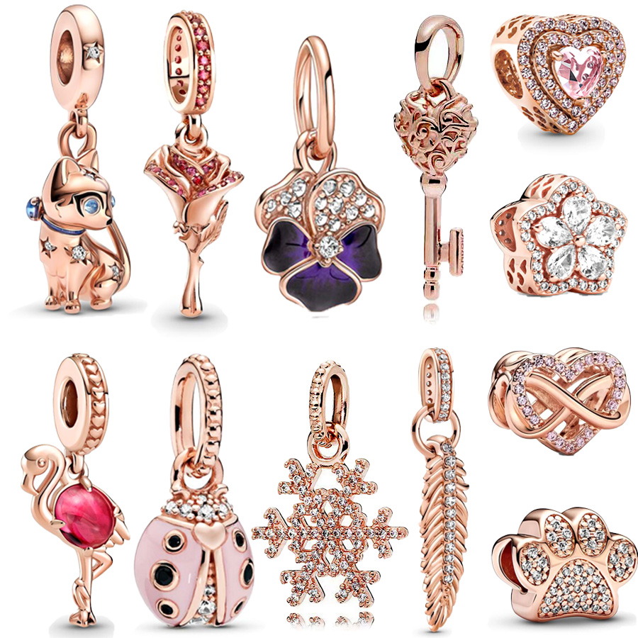 Rose Gold Series 925 Sterling Silver Flamingo Cat Rose Flower Dangle Charm Bead Fit Original Pandora Bracelet DIY Jewelry
Rose Gold Series 925 Sterling Silver Flamingo Cat Rose Flower Dangle Charm Bead Fit Original Pandora Bracelet DIY Jewelry