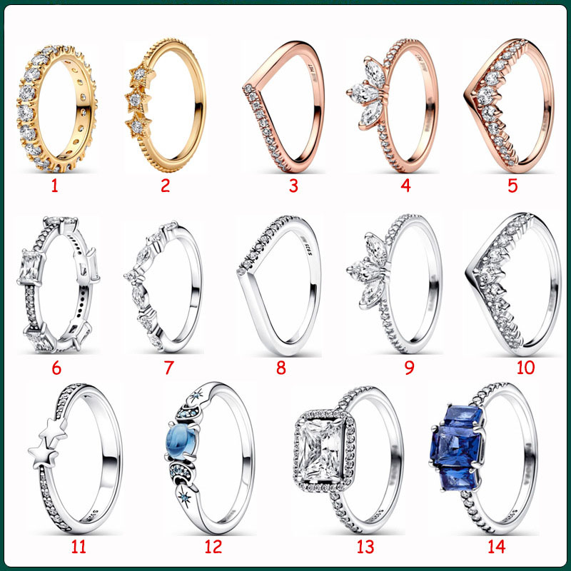 2023 New Popular S925 Sterling Silver Ring Christmas Snowflower Ring Pentagonal Diamond Style Fashion Temperament Free Shipping