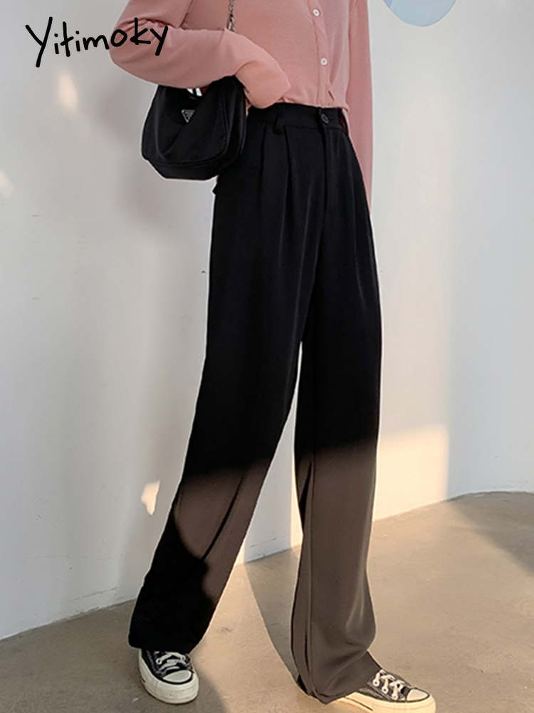 Women's Pants Capris Yitimoky Spring Casual Suit Pants Women Elegant Office Ladies Work Wide Leg Straight Bottoms Sweatpants Women Baggy Korean 2