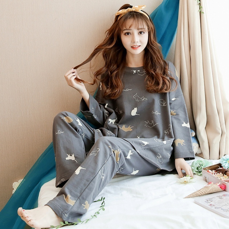 Women's Sleepwear Long Sleeve Pajamas Women's Spring and Autumn Sweet Casual Homewear Silk Pajamas Set 230321
