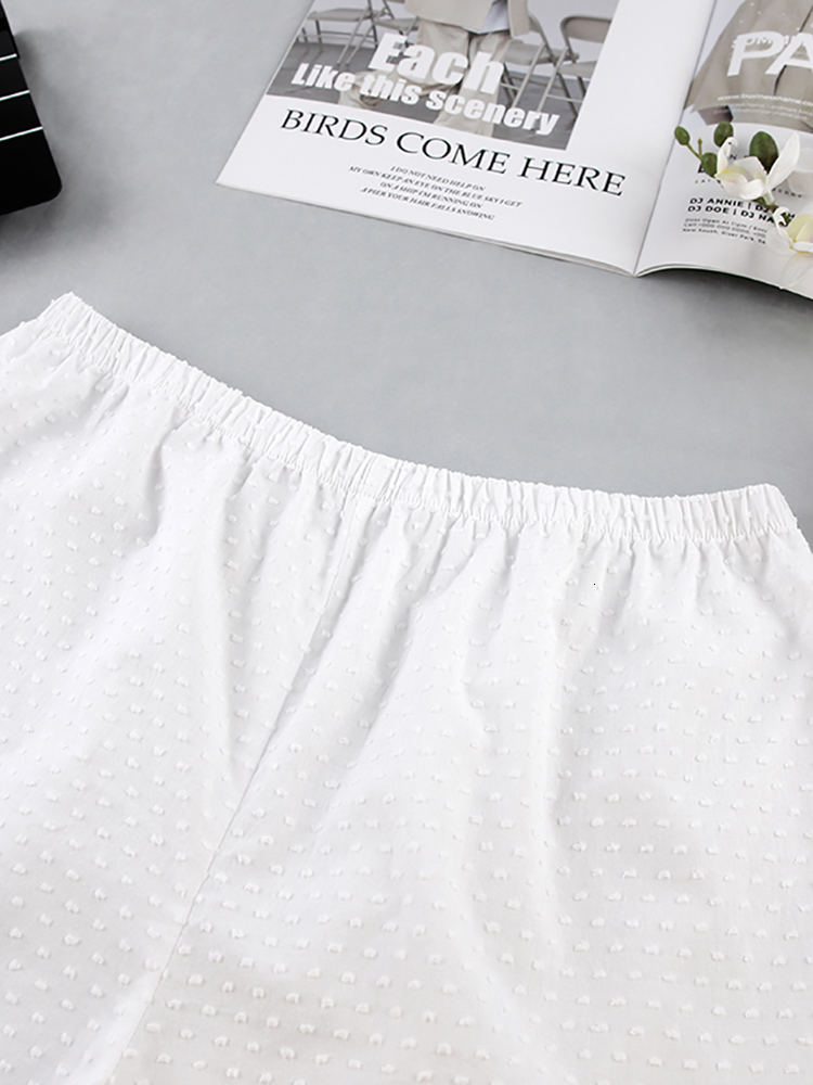 Women's Sleepwear Restve Casual Pajamas Womens Cotton 2 Piece Set White Tank Top Sleeveless Loose Female Home Suits With Shorts Solid Autumn 2303