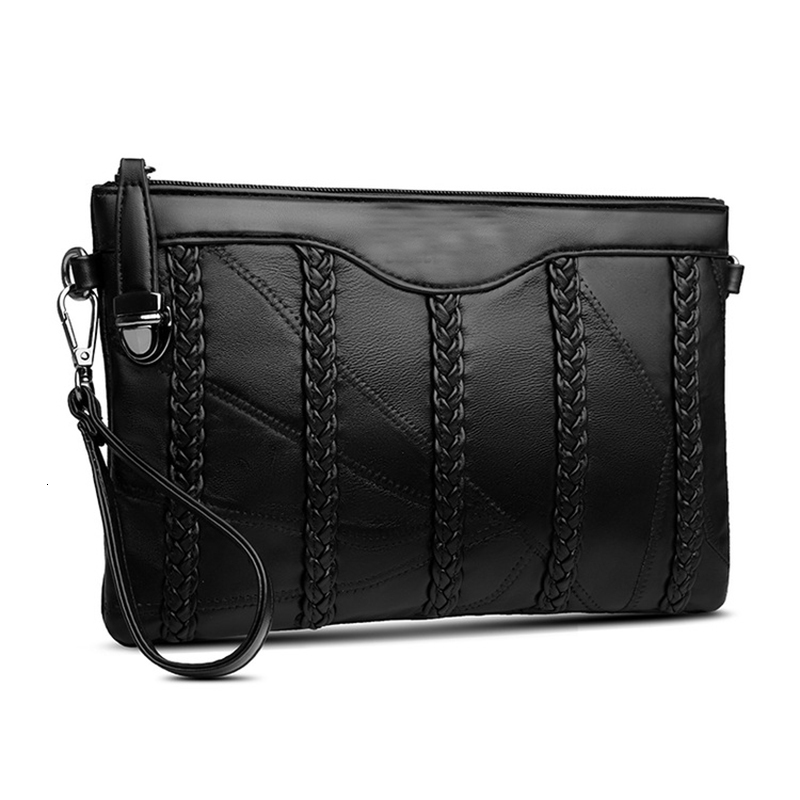 Evening Bags Soft lambskin Sheepskin Leather women clutch bag Women woven envelope shoulder mobile phone female fashion hand 230320
