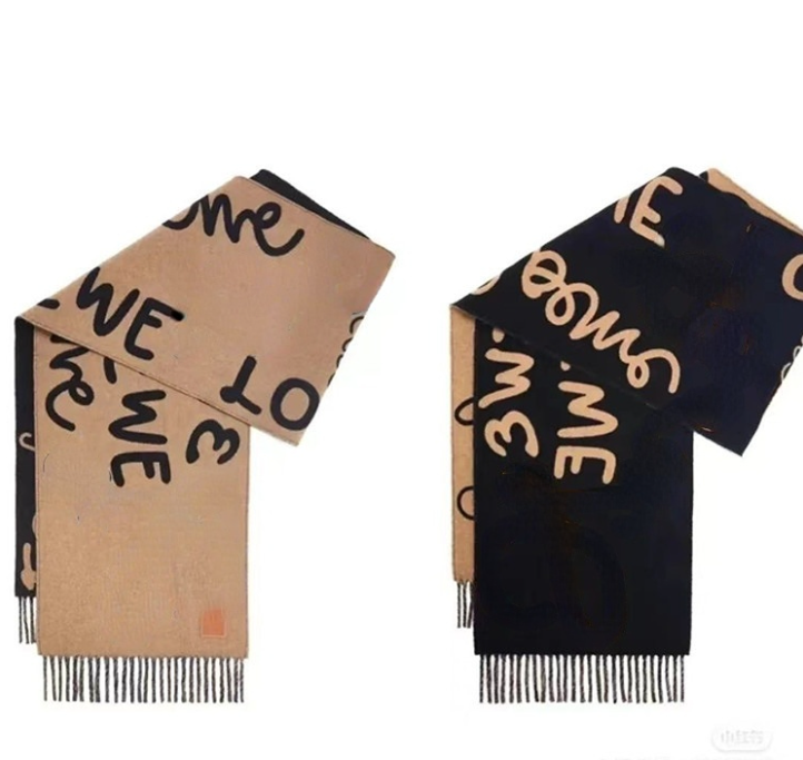 New Double-Sided Scarf Graffiti Letter Shawl Men and Women Warm Scarfs Quality