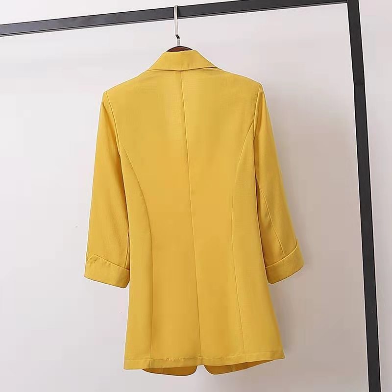 Women's Suits Blazers Fashion Jacket Solid Color Yellow Black Cotton Fabric Loose Oversize Coat Spring Summer Jackets 2023 OL Suit 230321