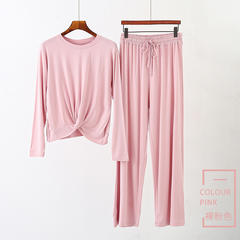 Women's Sleepwear Modal Pyjamas Women Sleep Wear Set Home Wide Leg Pants Suit Women Autumn Winter Long Sleeve Pijama Adulto Feminino Plus Size XX