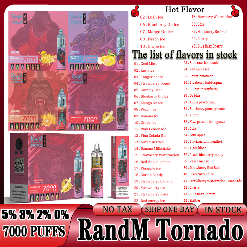Original RandM Tornado 7000 Puffs Disposable Vape Pen Electronic Cigarettes 14ml Pod Mesh Coil 6 Puff 7000 Rechargeable Air-adjustable 0% 2% 3% 5% Device Vaporizer 7K
Original RandM Tornado 7000 Puffs Disposable Vape Pen Electronic Cigarettes 14ml Pod Mesh Coil 6 Puff 7000 Rechargeable Air-adjustable 0% 2% 3% 5% Device Vaporizer 7K