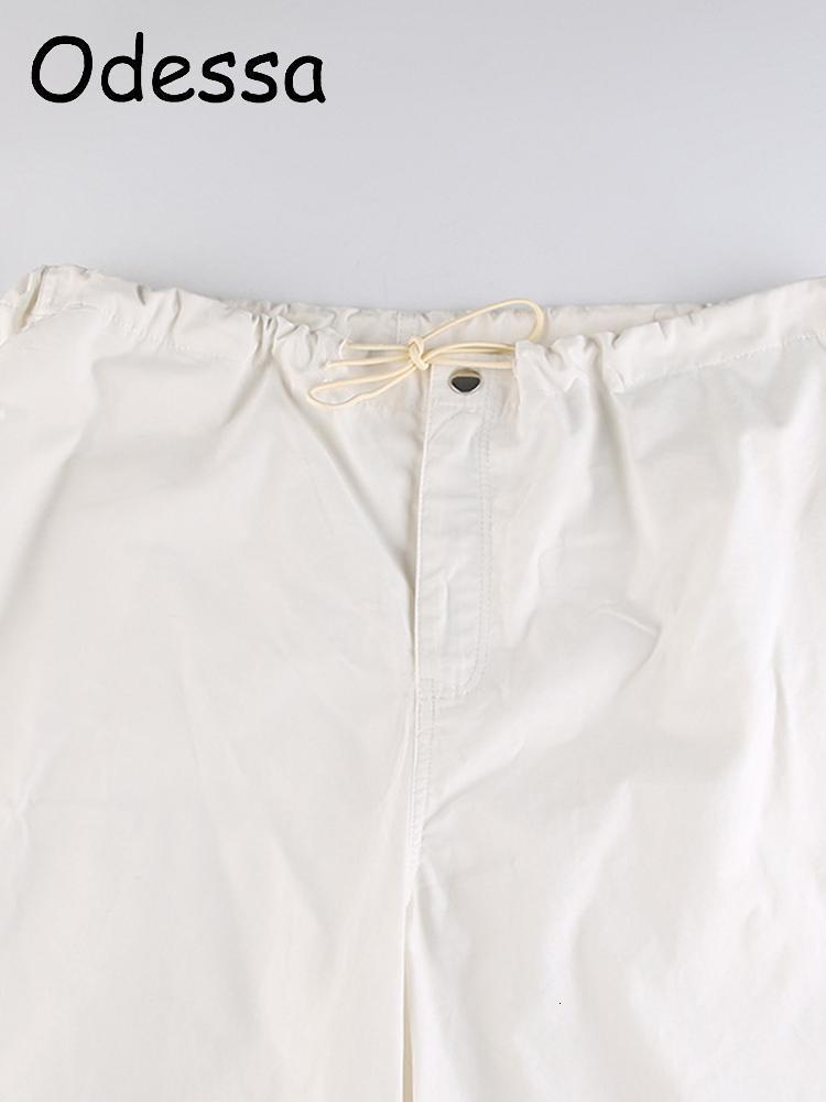 Women's Pants Capris Odessa Chic Oversized Cargo Pants Women 90s Streetwear Hip Hop Style Baggy Adjustable Waist Drawstring Y2K Female Long Pant 