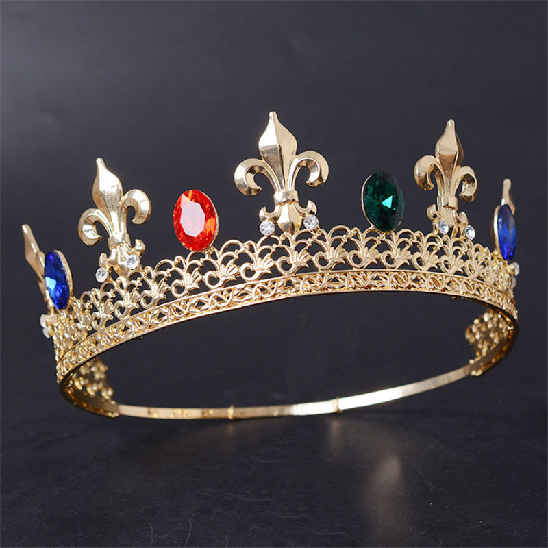 Wedding Hair Jewelry Adjustable Round Wedding King Tiara Crown Headpiece For Men Party Hair Ornaments Head Jewelry Accessories 230320