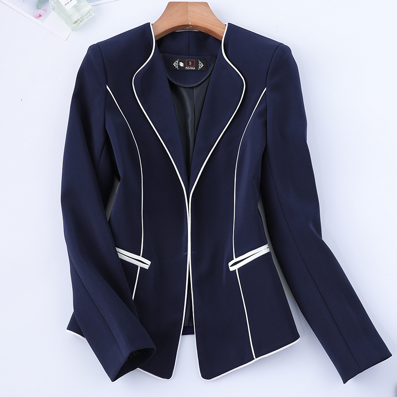 Women's Suits Blazers Lenshin Binding Blazer Women Hidden Breasted Full Sleeve Autumn Work Wear Keep Slim Elegant Office Ladies Jacket Coat Outwe