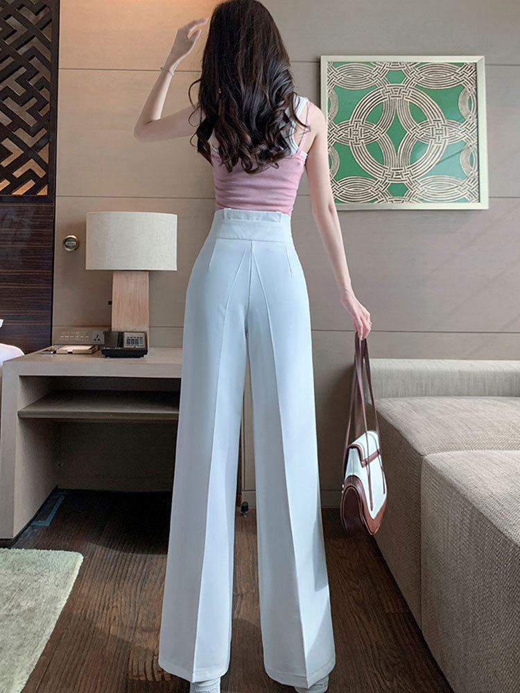 Women's Pants Capris JXMYY Pure Relief High-Waist Zipper Loose Drape Thin Section Women's Wide-Leg Straight Suit Slim And Versatile Trousers