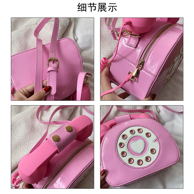 Evening Bags Telephone Shaped Purses PU Handbags for Women Retro Phone Top Handle Shoulder Crossbody Bag Female 230321