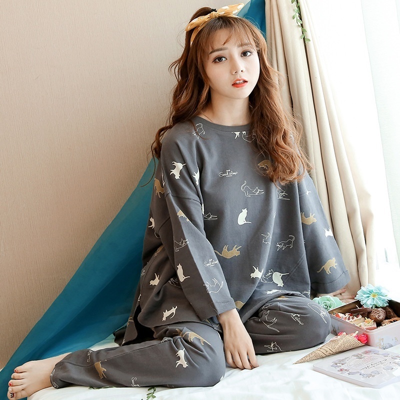 Women's Sleepwear Long Sleeve Pajamas Women's Spring and Autumn Sweet Casual Homewear Silk Pajamas Set 230321