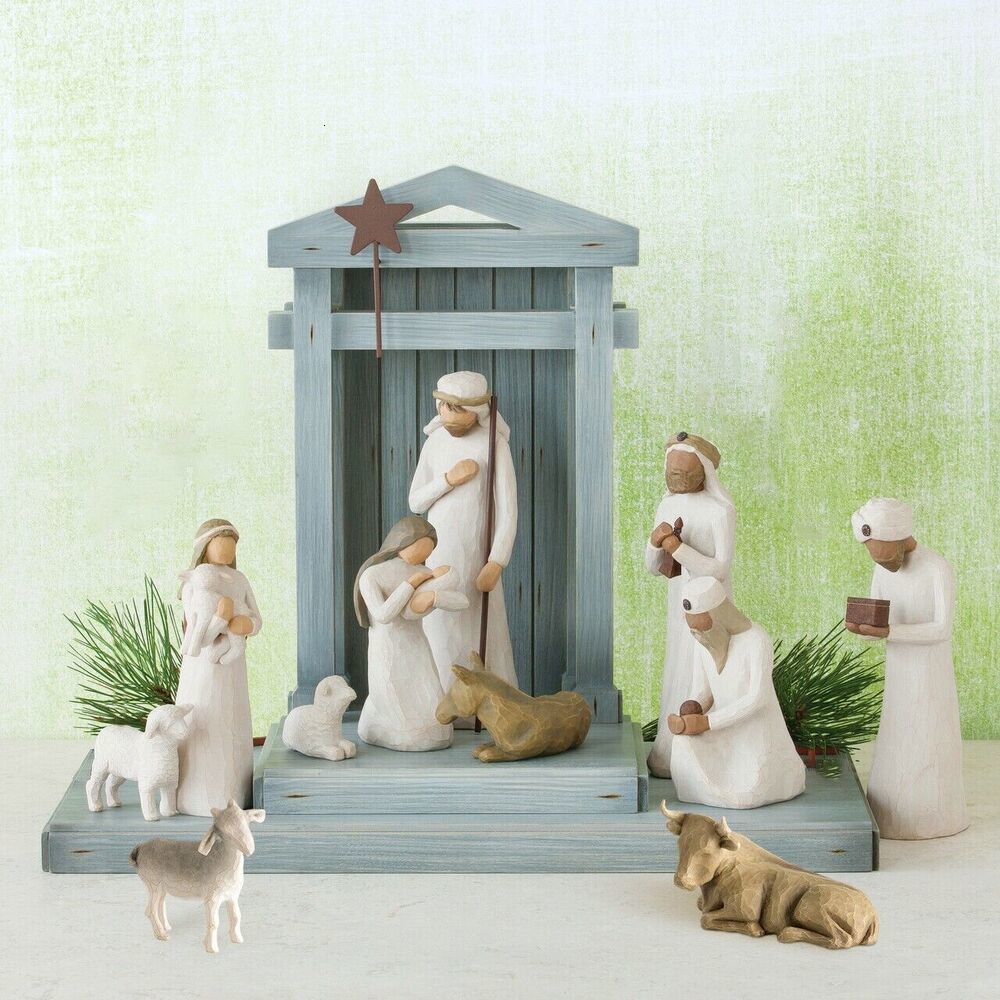 Decorative Objects Figurines Willow Tree Nativity Figures Statue Hand Painted Decor Christmas Gift 230321