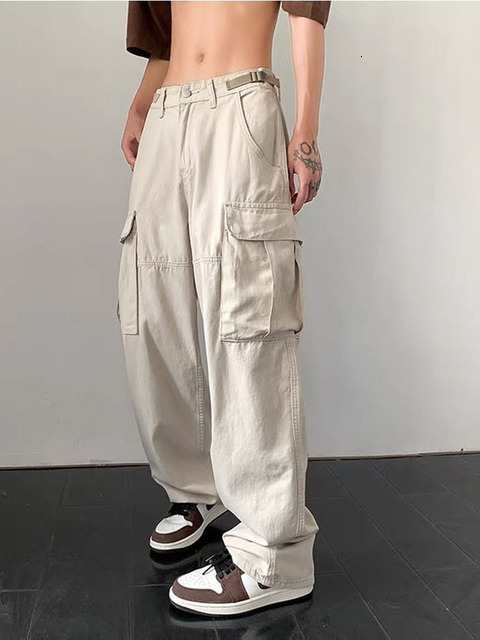 Women's Pants Capris HOUZHOU Vintage Baggy Cargo Pants Women Japan Style Harajuku Hippie Streetwear Black Trousers Female Oversized Korean Fashio