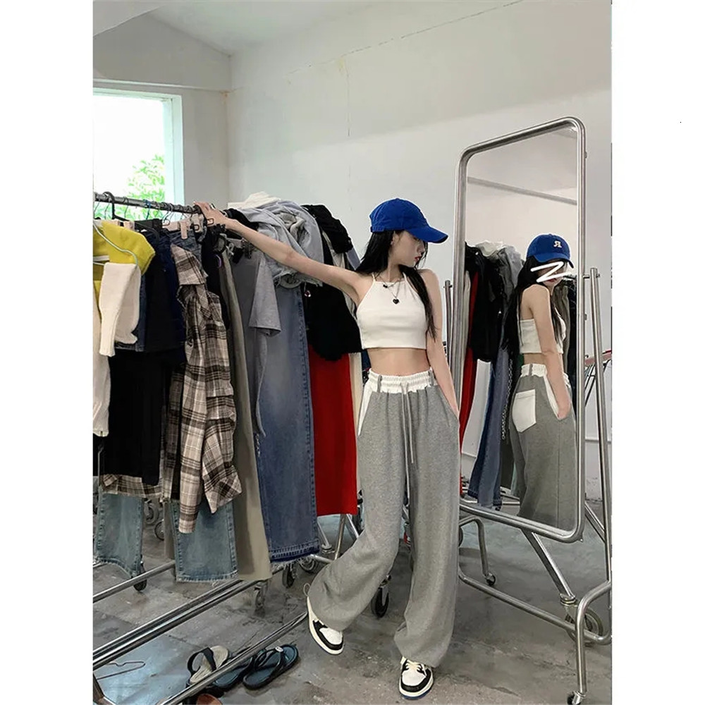 Women's Capris Y2k Fashion Casual Loose Summer Thin Sports Pants Women Elastic High Waisted Vintage Trousers Female Wide Leg Sweatpants 230321 Z2