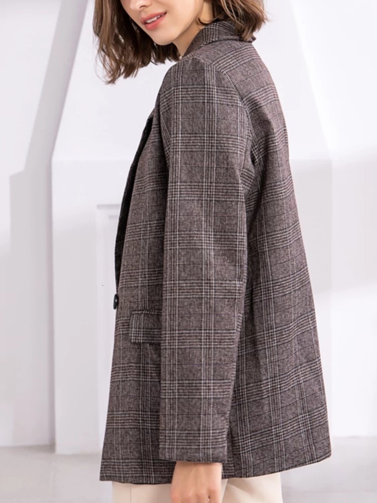 Women's Suits Blazers Spring Women Casual Plaid Elegant Formal Jackets Office Ladies Vintage Business Blazer Femme Fashion Workwear Tops 230321