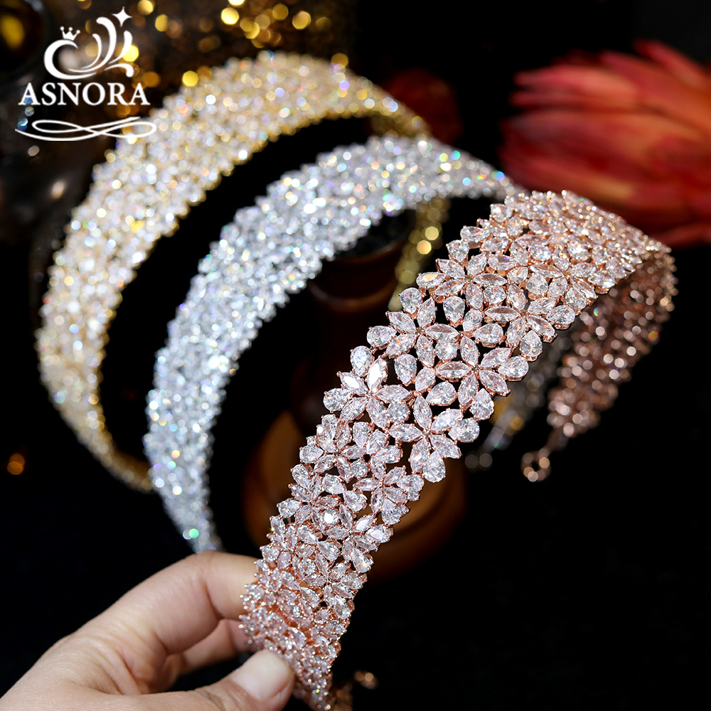 Wedding Hair Jewelry ASNORA CZ Tiaras And Crowns For Women Princess Crown Halo Headband Ladies Tiara Wedding Hair Accessories Bridal 230320