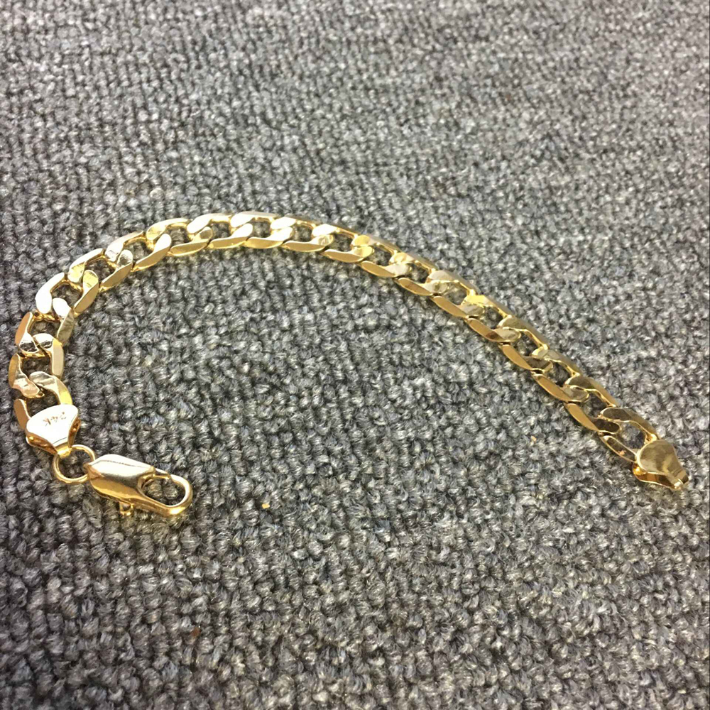Charm Bracelets wholesale 24k gold GP 10MM men's curb link chain bracelet 20CM.Fashion Gold COLOR men Jewelry Bracelets for men 230320