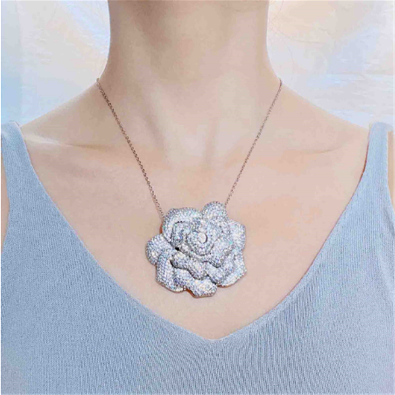 Handmade Huge Lab Diamond Pendant 925 Sterling Silver Wedding Chocker Necklace For Women Engagement Pendants Jewelry Gift