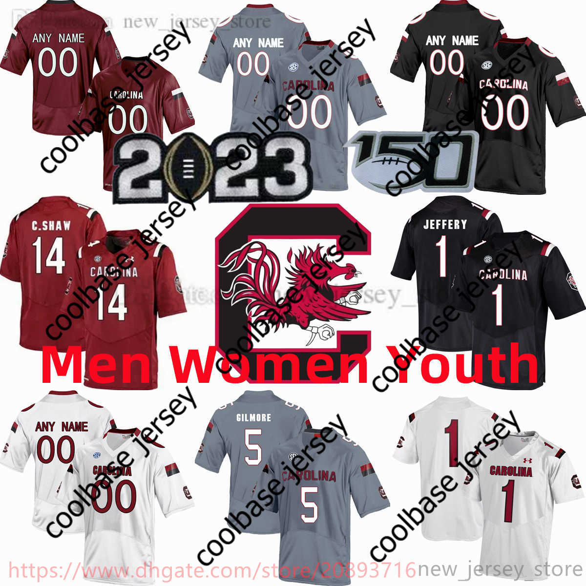 American College Football Wear Custom S-6XL NCAA College South Carolina Gamecocks Football Jersey 15 Tanner Bailey 29 Jalen Daniels 32, Add 150th patch
American College Football Wear Custom S-6XL NCAA College South Carolina Gamecocks Football Jersey 15 Tanner Bailey 29 Jalen Daniels 32, Add 150th patch