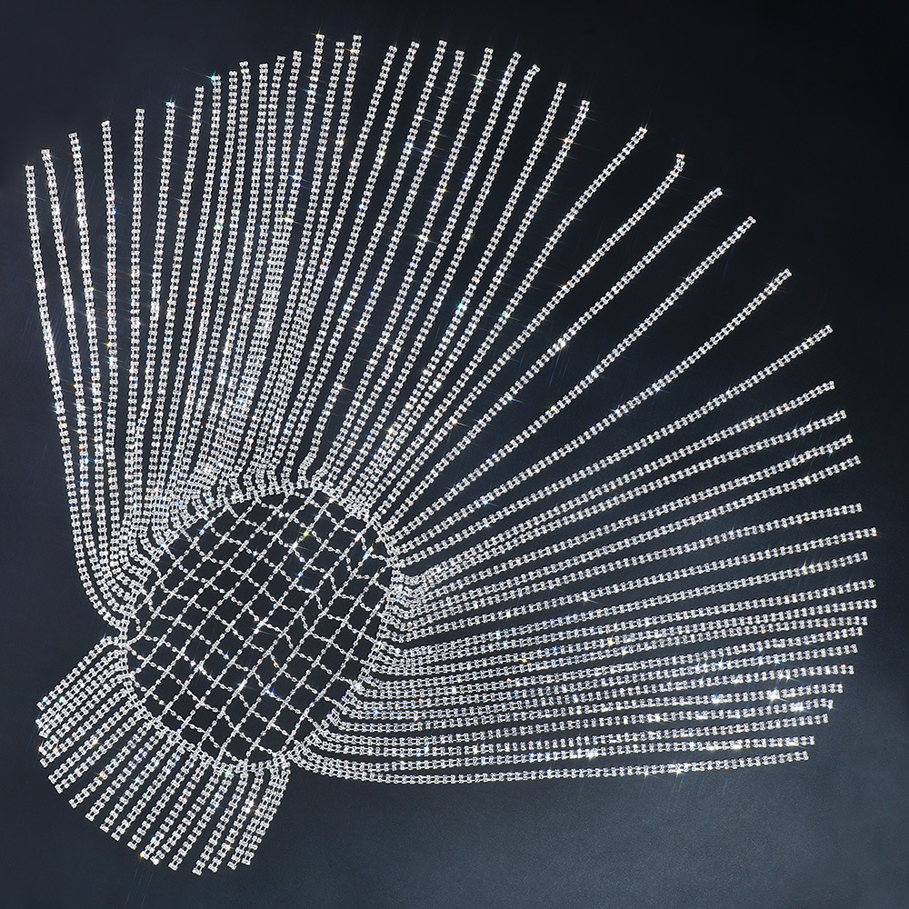 Wedding Hair Jewelry Glitter Long Fringed Hair Chain Headband Hat Stage Performance for Women Crystal Headwear Headpiece Head Wig Chain 230320