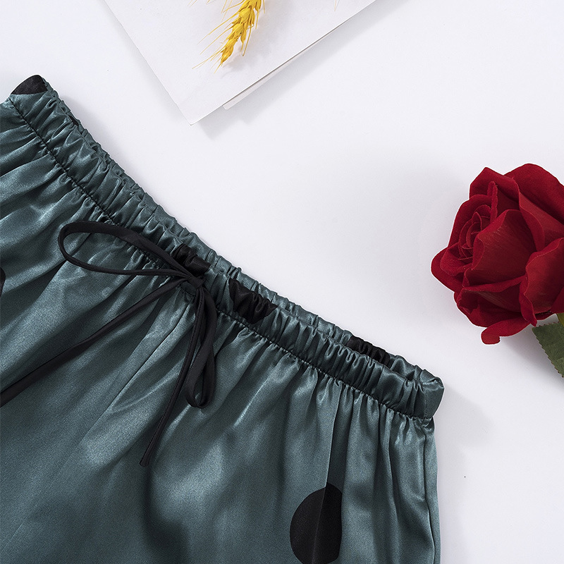 Women's Sleepwear Women's Pajamas Silk Like Sleepwear 3 Pieces Set Ice Silk Sexy Camisole Shorts Long Pants Nightwear Casual Female Home Sui