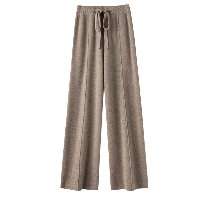 Women's Pants Capris Casual and Comfortable seller Ladies 100% Cashmere Wool Wide Leg Pants Solid Color Ladies Knit Pure Wool Wide Leg Pants 2303