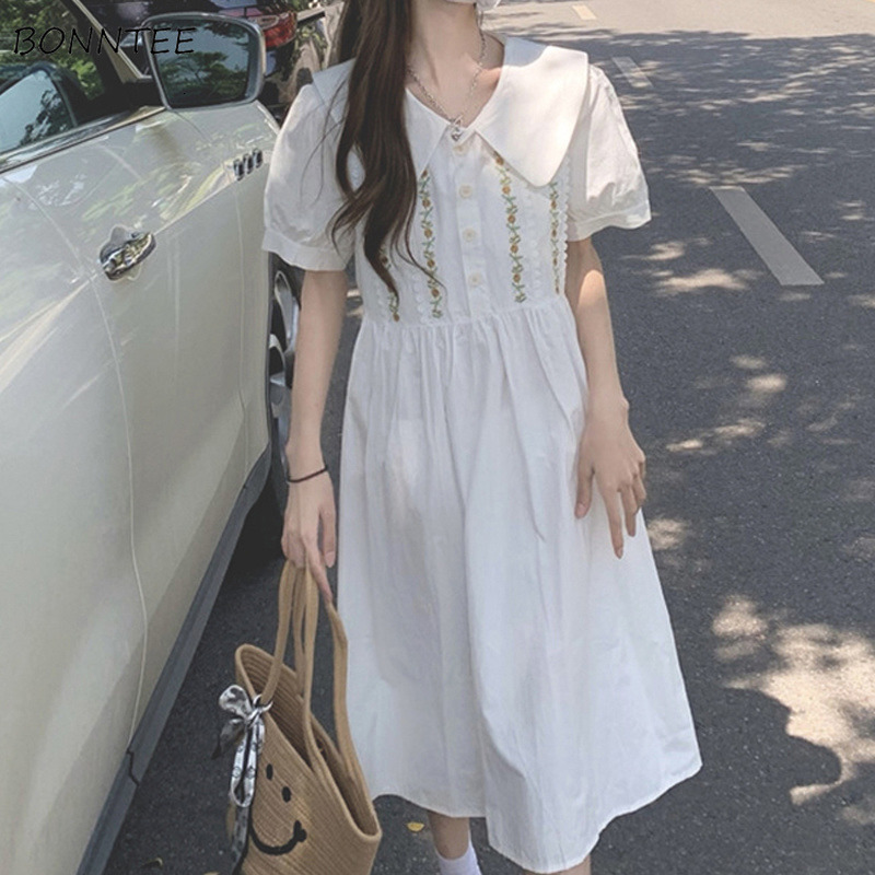 Casual Dresses Dresses Women Fashion Preppy Style Casual Summer Holiday All-match Female Vestidos Korean Student Tender Basic Party Wear Daily 230321