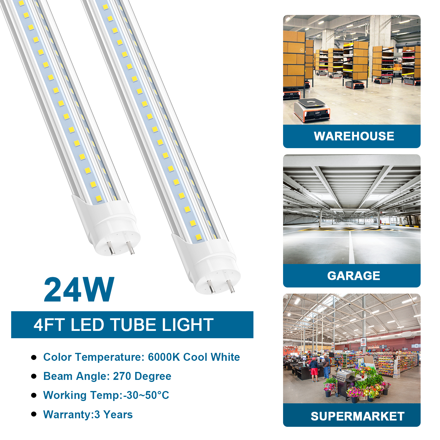 G13 R17D T8 Led Tube Light Double Sides 4ft 5ft 6ft 8ft Cooler Lighting Led Lights Tubes AC 85-265V With All accessories