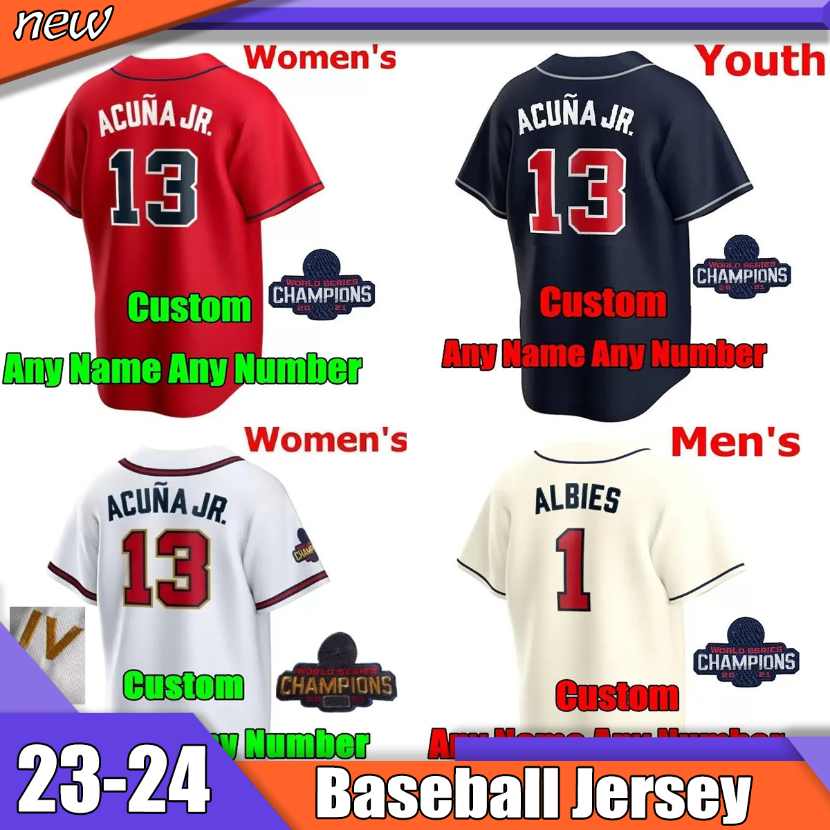 CUSTOM 2023 S-4XL Baseball Jerseys WS Gold Program Jersey Ronald Acuna Jr. MATT OlSON ATlANTA JORGE SOlER DEiON SANDERS AUSTIN RIlEY BRAVE OZZIE ALBIES JONES, 15
CUSTOM 2023 S-4XL Baseball Jerseys WS Gold Program Jersey Ronald Acuna Jr. MATT OlSON ATlANTA JORGE SOlER DEiON SANDERS AUSTIN RIlEY BRAVE OZZIE ALBIES JONES, 15
