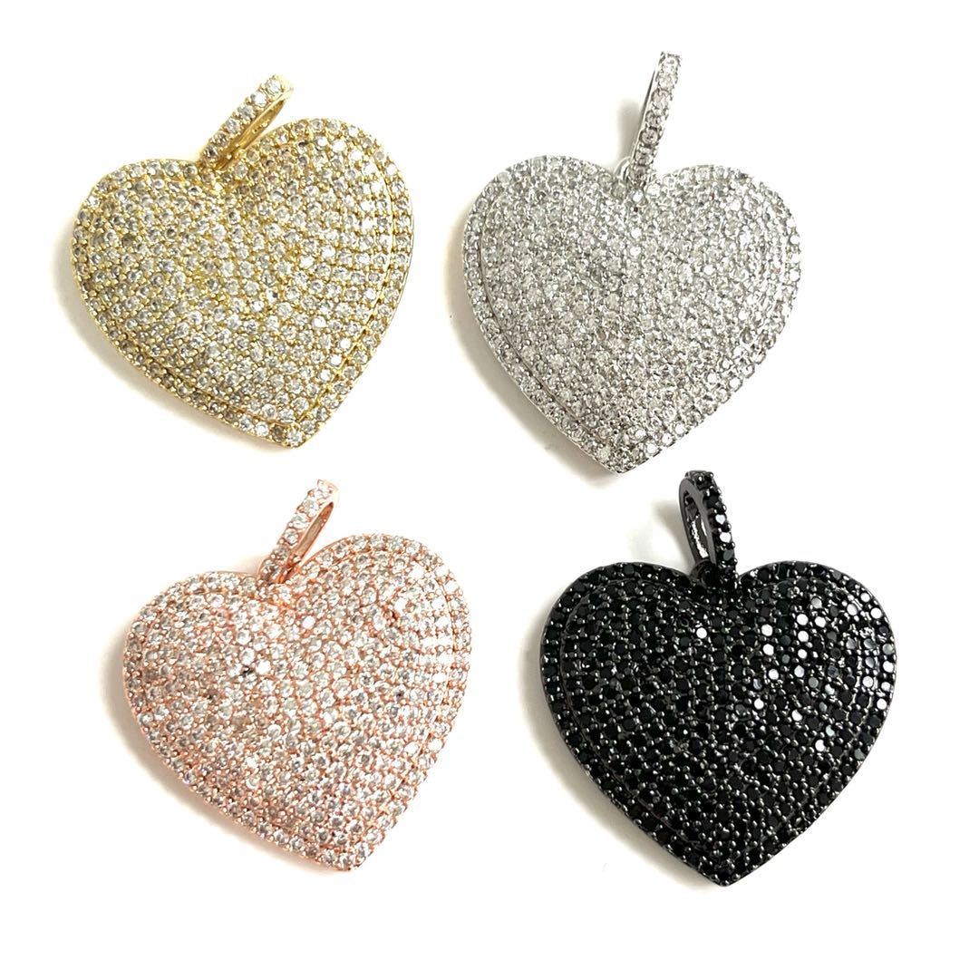 Charms 5Pcs Heart Gold Plated Cubic Zirconia Paved Pendant 24x245mm For Woman Bracelet Necklace Handcraft Jewelry Accessories 230320