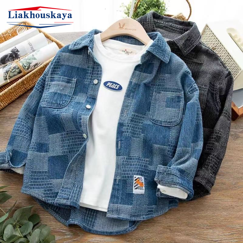 Kids Shirts Children Long Sleve Shirts For Boys Cotton 100% Teenage Full-Sleeved Kids Boy'S Shirts Clothing For 110-160cm Wear In School 230321