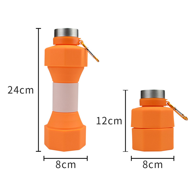 650ml Portable Outdoor Running Fitness Dumbbell Sports Bottle Creative Silicone Folding Water Cup Z260313