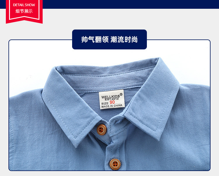 Kids Shirts Spring Autumn 2 3 4 5 6 Years Handsome Solid Color Cotton Mandarin Collar Long Sleeve Shirts for Baby Toddler Boys Clothes 230321