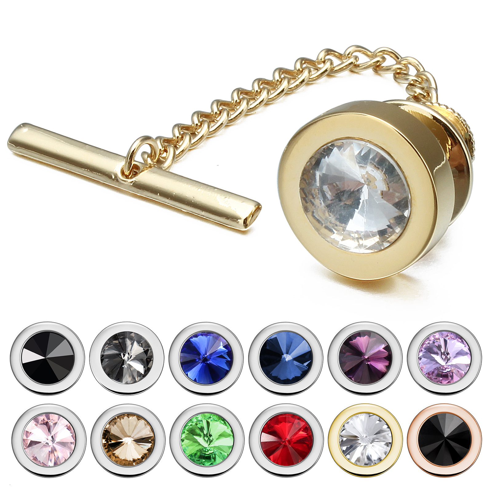 Cuff Links HAWSON Round Crystal Tie Tack for Men's Shirt Jewelry Fashion Pin Gift Men 230320