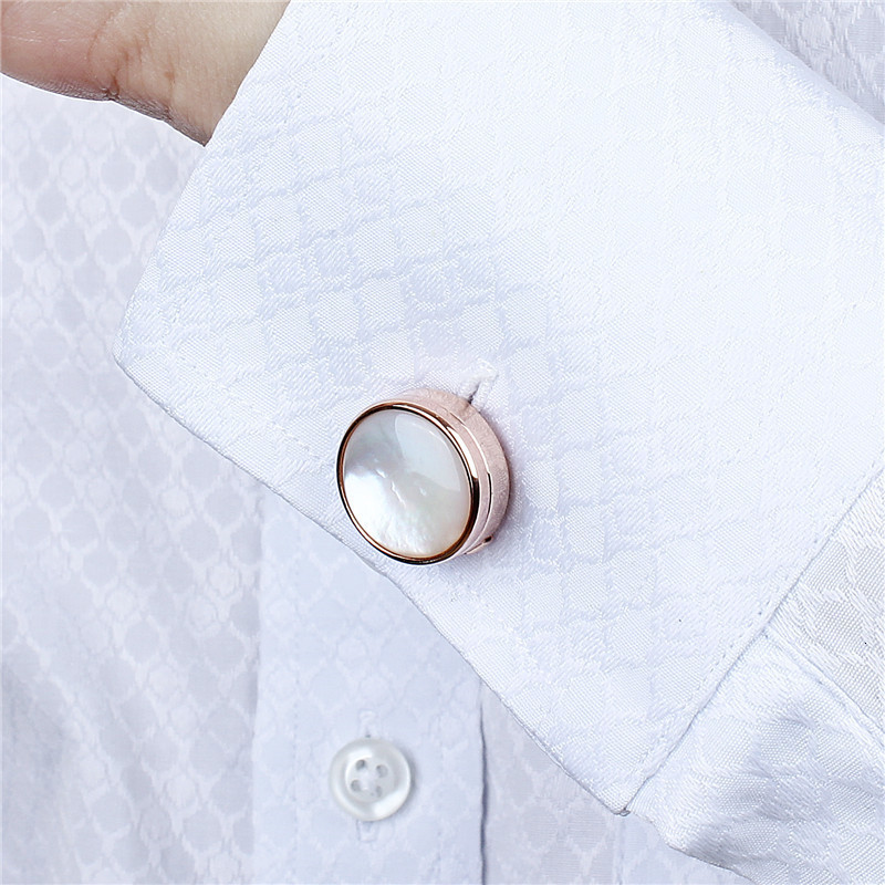 Cuff Links HAWSON Rose Gold Color Button Cover Mother Pearl for Mens Clothing Accessory 230320